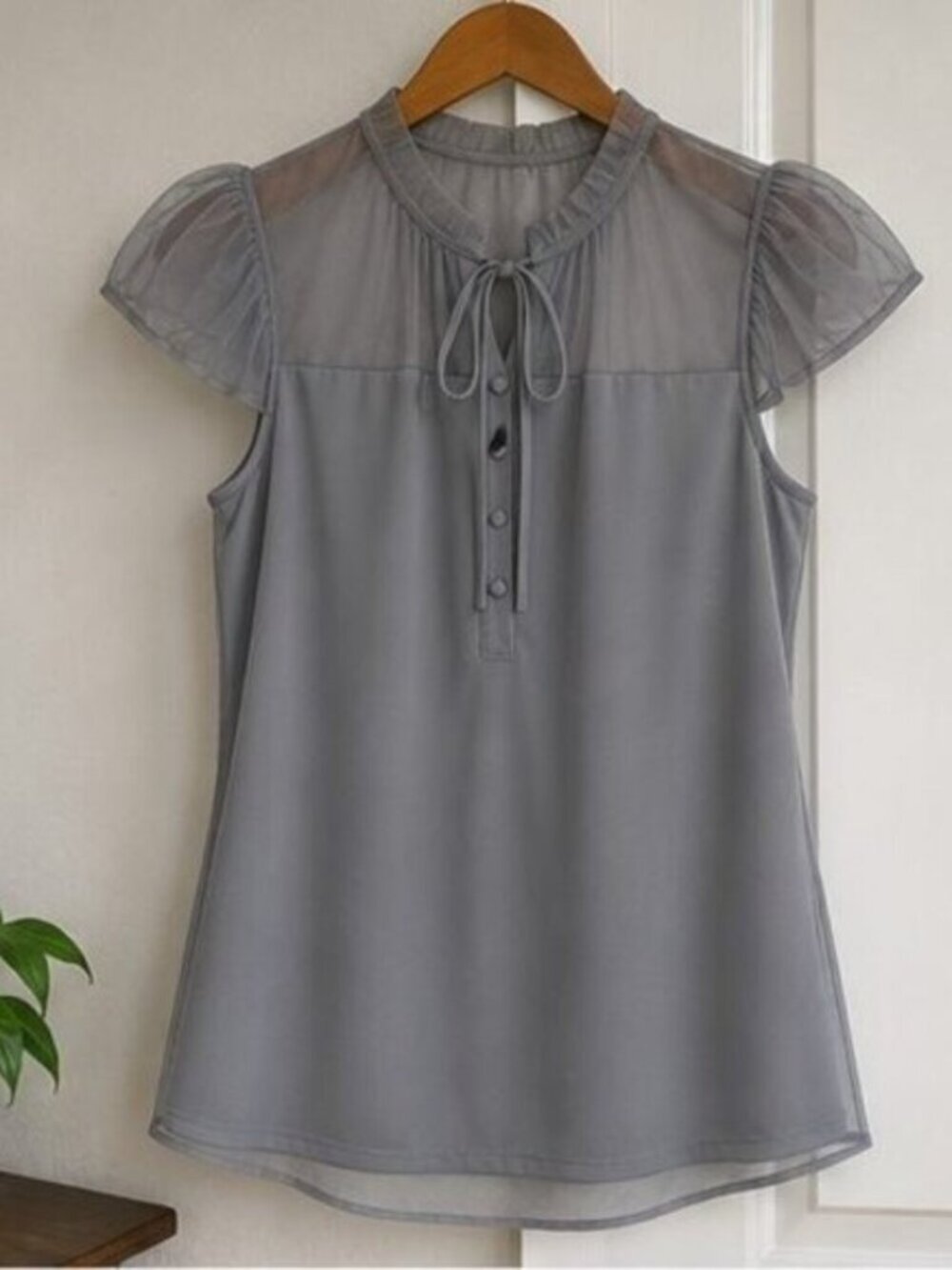 Gray Puff Sleeve Top